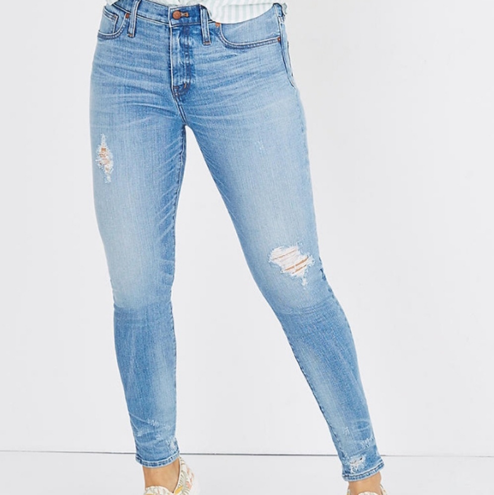 9" High-Rise Skinny Jeans: Destructed-Hem Edition